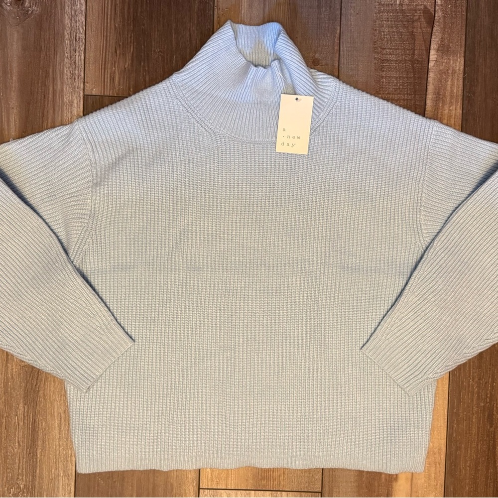 A New Day Women’s Blue Mock Turtleneck Sweater Pullover New Medium